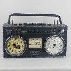 【送料無料】腕時計　テーブルクロックヴィンテージボルツェカセットレコーダーブラックデコウォッチtischuhr rustikal vintage boltze kassettenrekorder thermometer schwarz dekouhr