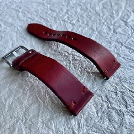 【送料無料】腕時計　ヴィンテージブラッドレッドイタリアンレザーウォッチストラップステッチ20mm vintage blood red tuscan italian leather watch strap red stitch