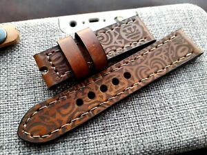 腕時計　ストラップマオリ24mm ammo  handmade quality leather watch strap,army  maori tattoo