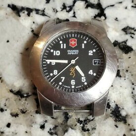 【送料無料】腕時計　ヴィンテージクラシックスイスアーミーブラウニングロゴクォーツステンレスメンズvintage classic swiss army browning logo date quartz stainless mens wristwatch