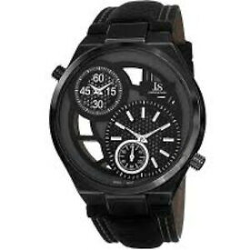 【送料無料】腕時計　ジョシュアサンズメンズスイスクォーツデュアルタイムブラックレザーストラップウォッチ