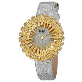【送料無料】腕時計　ウィメンズバージクリスタルクォーツイエローゴールドシルバーストラップウォッチwomens burgi bur112ygw dazzling crystal quartz yellow gold silver strap watch