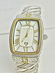 腕時計　ゴールドアクセントジュディスリプカステンレススチールjudith ripka stainless steel watch with gold accents and white crystals