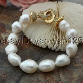 【送料無料】ジュエリー・アクセサリー ホワイトバロックパールブレスレットクラスプk060114 8 white baroque pearl bracelet cz clasp