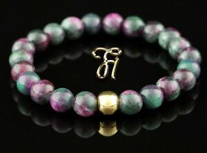 yzWG[EANZT[ WFChO[[YX^[OVo[S[fp[uXbgjade vert rose 925er sterling argent dore bracelet de perles