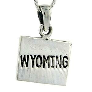 �y���������z�W���G���[�E�A�N�Z�T���[ �V���o�[�X�^�[�����O���C�I�~���O�J�[�h�y���_���g�u�����b�N�C�^���A�{�b�N�Xargent sterling wyoming etat carte pendentif breloque,18 italien boite
