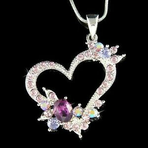 yzWG[EANZT[ n[goCIbgt[NX^XtXL[uo^Cf[RA[coeur violet fleur ~ avec cristal swarovski amour saint valentin collier