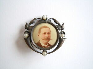 �y���������z�W���G���[�E�A�N�Z�T���[ �C���[�W�V���o�[�t�H�g�u���[�`antique 800er argent photo broche avec origine image amp; perles en forme de