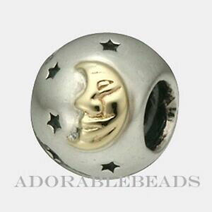 �y���������z�W���G���[�E�A�N�Z�T���[ �I�[�e�C�b�g�`���~���A�V���o�[�S�[���h�X�^�[���[���r�[�Yauthenitc chamilia silver amp; 14kt gold star amp; moon bead kc13