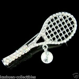 yzWG[EANZT[ NX^XtXL[Pbg{[v[[u[`NX}XejXPbgtennis raquette~ avec cristal swarovski raquette balle lecteur broche noel