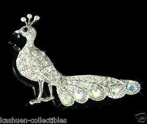 yzWG[EANZT[ NX^XtXL[WG[NX}Xu[`paon avec cristal swarovski paonne oiseau bijoux broche noel