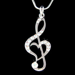 yzWG[EANZT[ I[AugvL[NX^XtXL[m[glbNXn[gaurore ab ~ triple g clef ~ avec cristal swarovski musique note collier coeur