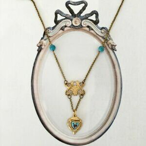 yzWG[EANZT[ R[iNI[X}gAY[Be[WIbgl^[`FXfBcollana cuore smalto azzurro vintage ottone turchese rondine
