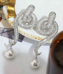 yzWG[EANZT[ A[fRXl[NCOp[O[ACYS[hbLzCgboucles doreilles art deco serpent cz yeux vert perle plaque or blanc g10 a