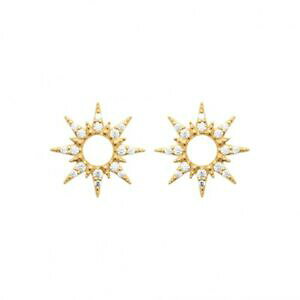 yzWG[EANZT[ WRjEbL`bvpuces doreilles en plaque or forme etoile pave en zirconium blanc