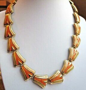 【送料無料】ジュエリー・アクセサリー ヴィンテージネックレストップリンクリリーフエナメルベージュカラーゴールドcollier vintage top qualite maillon relief email orange beige couleur or 3171