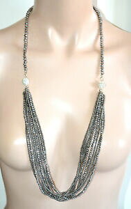 �y���������z�W���G���[�E�A�N�Z�T���[ �R���[�i�A���W�F���g�O���W�������K�W���R���X�g���X�t�B���p�[�����N���X�^��collana argento grigio 3 in1 lunga girocollo strass fili perline cristalli a86