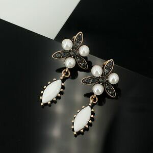 �y���������z�W���G���[�E�A�N�Z�T���[ �C�������O�N���b�v�s���Z�X�A�[�g�f�R�z���C�g�p�[�����B���e�[�W�h���b�vboucles doreilles clips pinces art deco blanc gris perle goutte vintage j7