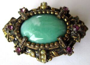 yzWG[EANZT[ I[hS[hBe[WWGu[`S[hNX^AWXgJ{VO[ancienne broche bijou vintage couleur or cristaux amethyste caboch