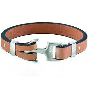 yzWG[EANZT[ ub`EIZN^[VxuERAR^bracciale uomo sector, in pelle marrone con ancora metallo szv16