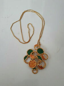 �y���������z�W���G���[�E�A�N�Z�T���[ �l�b�N���X�t�@���V�[�y���_���g�L���[�r�X�g�I�����W�O���[��pendentif fantaisie forme cubiste couleur vert orange numerotees avec collier