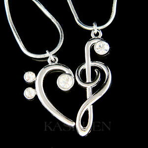yzWG[EANZT[ NX^XtXL[xXgtYn[glbNXgvoXL[2 triple bass clef musique avec cristal swarovski meilleur amis collier coeur