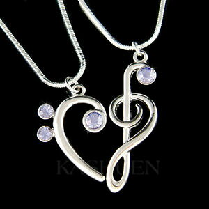 yzWG[EANZT[ oCIbggvx[XL[NX^XtXL[xXgthlbNX2 violet triple bass clef musique avec cristal swarovski meilleur ami collier