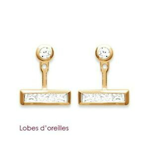 �y���������z�W���G���[�E�A�N�Z�T���[ �W���R�j�E�����b�L���ulobes doreilles plaque or rectangle pave en oxydes zirconium blanc