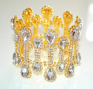 yzWG[EANZT[ u`[INX^CXg[Yhi_ZjA|TuXbgbracciale oro cristalli strass donna elegante da cerimonia sposa bracelet 740