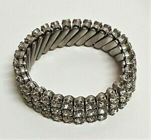 yzWG[EANZT[ WGXgb`uXbgzCgNX^Vo[^ancien bijou bracelet extensible cristal blanc metal argente j1