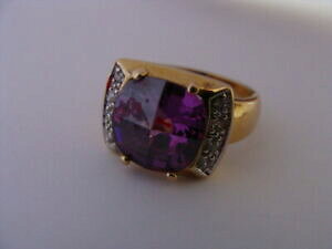 yzWG[EANZT[ bLOAWXgWRjETCYancienne bague plaque or amethyste zirconium taille 50