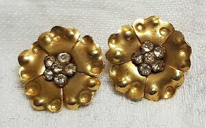 yzWG[EANZT[ WG[CONbvNX^anciens bijoux boucles doreilles clips fleur cuivre cristaux blanc a5