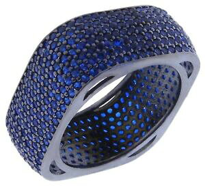 yzWG[EANZT[ X^[OVo[XNGAG^jeBOTt@CAXg[925 sterling silver 7 row square eternity ring with sapphire stones