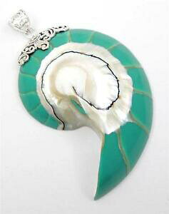 �y���������z�W���G���[�E�A�N�Z�T���[ �^�[�R�C�Y�i�`�������m�[�`���X�V�F���X�^�[�����O�V���o�[�y���_���g�W���G���[turquoise natural nautilus shell 925 sterling silver pendant jewelry se060l