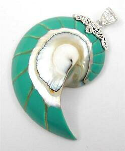 �y���������z�W���G���[�E�A�N�Z�T���[ �^�[�R�C�Y�i�`�������m�[�`���X�V�F���X�^�[�����O�V���o�[�y���_���g�W���G���[turquoise natural nautilus shell 925 sterling silver pendant jewelry se060r