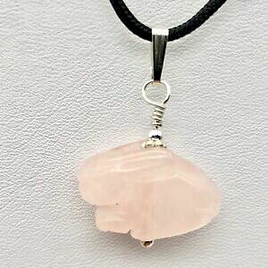 yzWG[EANZT[ Wv[YNH[cETM}bVuVo[y_gsaut rose quartz lapin pendentif argent massif