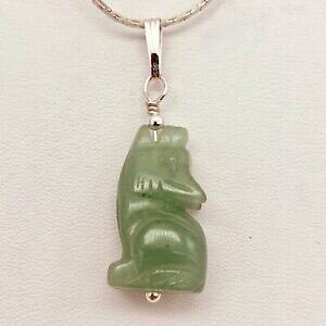 yzWG[EANZT[ nEOAx`EtVo[}bVuy_gOhurlant aventurine loup argent massif pendentif 37cm long