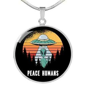 �y���������z�W���G���[�E�A�N�Z�T���[ �G�C���A���T�[�N���S�[���hufo alien eventail cadeau paix humain cercle collier acier inoxydable ou 18k or