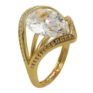 yzWG[EANZT[ hbv~NS[hTCYOhWRObague avec 10x18mm grand zircon en forme de goutte 3 micron plaque or taille la
