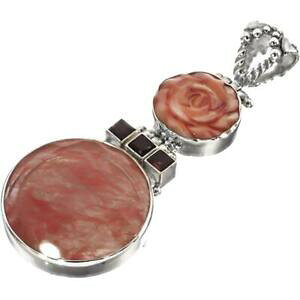 yzWG[EANZT[ NH[^[`F[}U[p[t[OigbhVo[y_g75cm quartz cerise mere perle fleur grenat rouge 925 argent pendentif