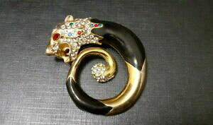 �y���������z�W���G���[�E�A�N�Z�T���[ �p���T�[�s�����C���X�g�[��grande broche ancienne panthere stylise bronze dore laque strass multicolore xx