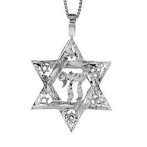 �y���������z�W���G���[�E�A�N�Z�T���[ �V���o�[�X�^�[�����O�X�^�[�I�u�f�C���B�b�h�E�B�Y�`���C�y���_���g�u�����b�N�C�^���Aargent sterling etoile de david avec chai pendentif breloque,18 italien
