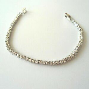 yzWG[EANZT[ u`ejXEI[ihiJ[AWFgRWRjrALbracciale tennis uomo donna colore argento con zirconi bianchi 18,7 cm 181 m