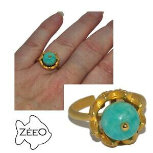 �y���������z�W���G���[�E�A�N�Z�T���[ e�W���G���[�I���W�i�������O�S�[���h�}�b�g�A�}�]�}�C�g�O���[��zeeo bijoux bague originale de couleur or mat amazonite verte t 52 a 56