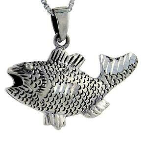 �y���������z�W���G���[�E�A�N�Z�T���[ �V���o�[�X�^�[�����O�����x�[�X�t�B�b�V���y���_���g�u�����b�N�C�^���A�{�b�N�X�`�F�[��argent sterling mer bass poisson pendentif breloque, 18 italien boite chain