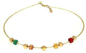 yzWG[EANZT[ WRhihgVIh[LrFg[mChCC^Agirocollo donna dorato ciondolo cubi vetro murano made in italy ls258