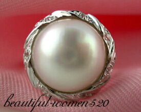 【送料無料】ジュエリー・アクセサリー マベリングシルバーz1671 20mm white south sea mabe pearl ring 925silver