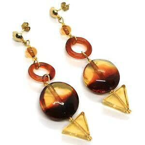 yzWG[EANZT[ AeBJ[iCOCG[IWfBXNgCAOboucles doreilles antica murrina venezia, disque teinte orange jaune, triangle