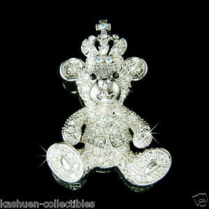 yzWG[EANZT[ efBxANX^XtXL[vZXNENXu[`Wnounours ours ~ avec cristal swarovski princesse couronne croix broche bijoux