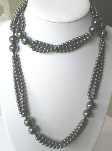�y���������z�W���G���[�E�A�N�Z�T���[ �l�b�N���X���g���g���v���w�}�^�C�g�r�[�Y�T�C�Ygrand collier bijou retro triple rangs perles hematite grosseur differente 1587
